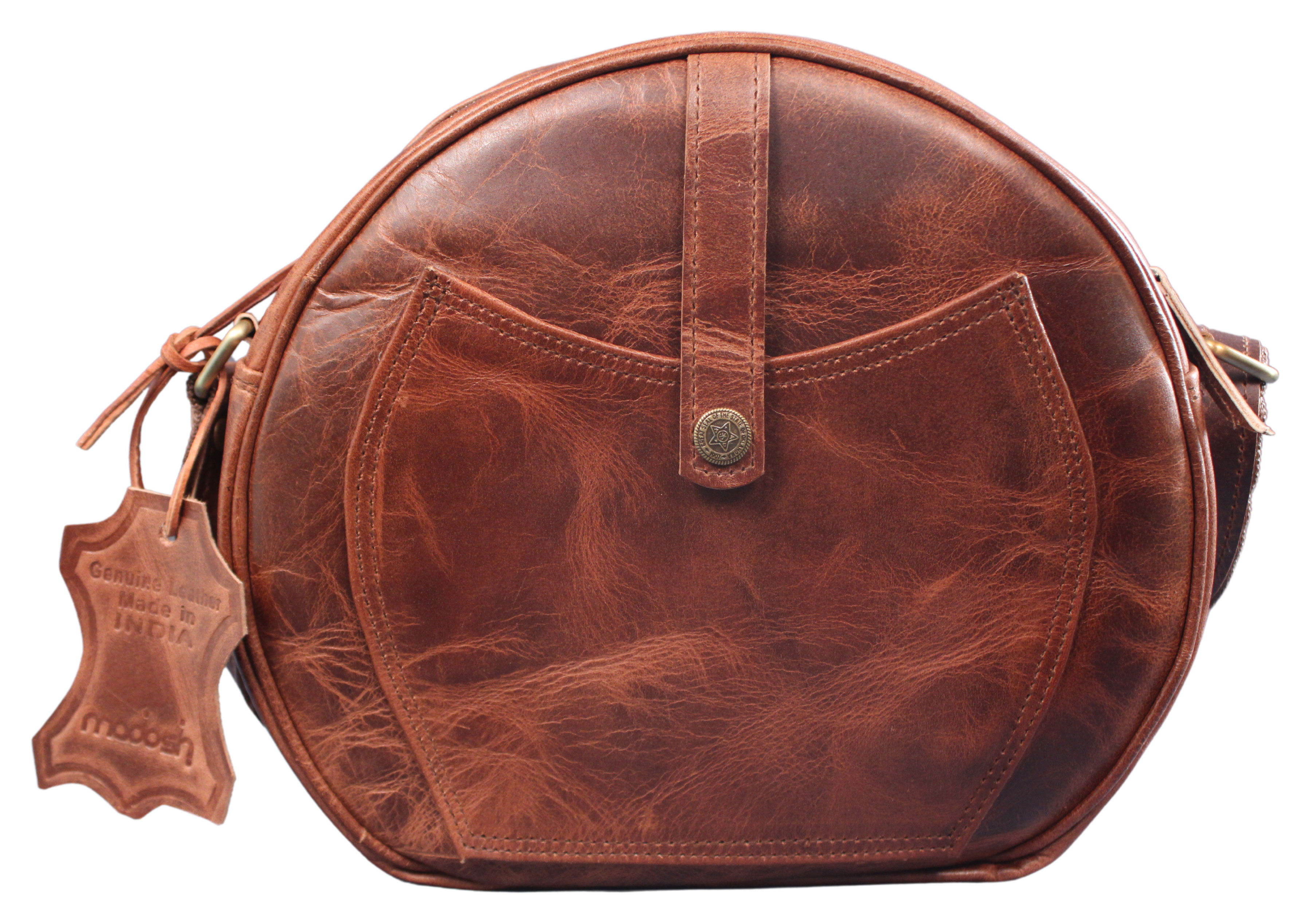 Crossbody Purse Buffalo Leather Hobo Women Semi Circle Zipper Brown Bag